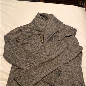 Woman Gray Quarter-Zip Active Top